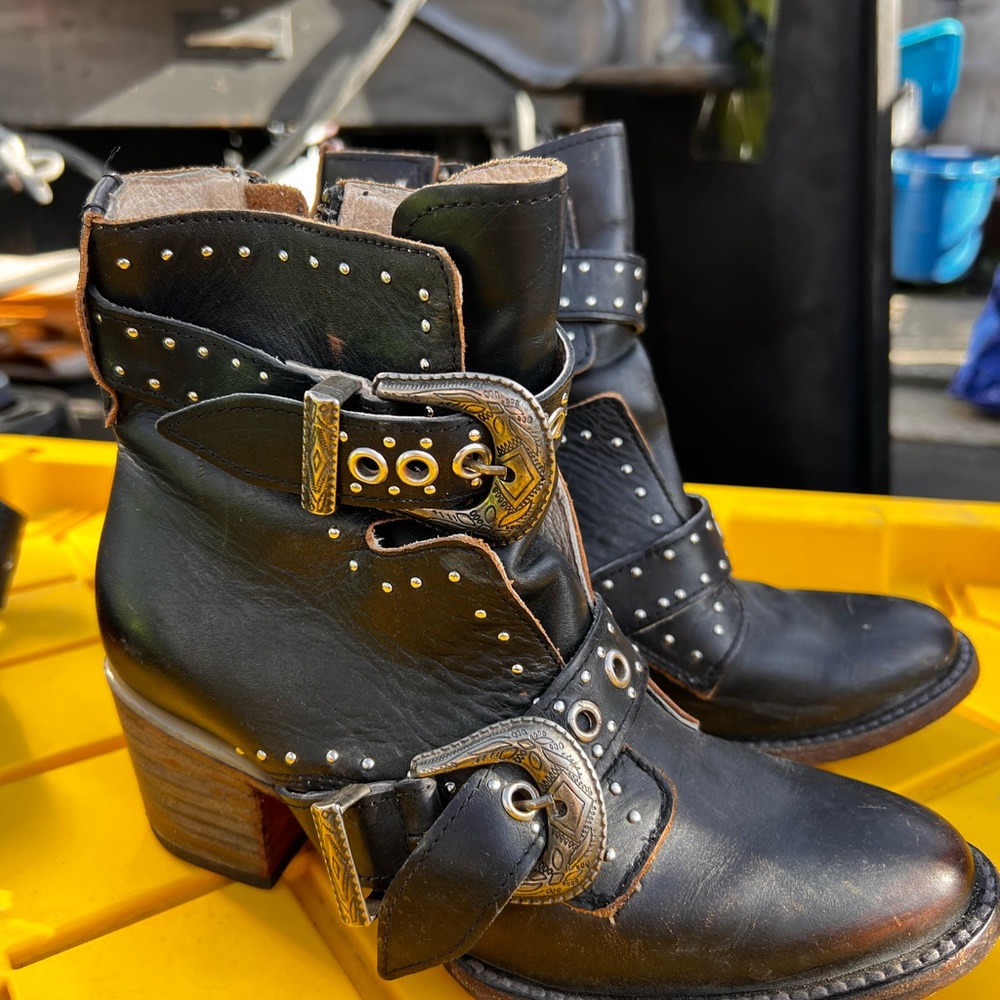 Freebird by Steve  Black Leather Ankle Boots